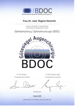 Gütesiegel Ophthalmochirurgin